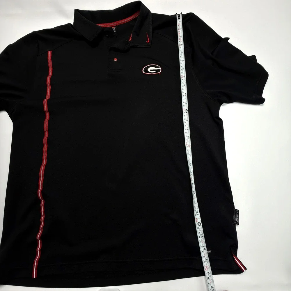 Nike Georgia Bulldogs Dri-FIT Polo Mens XL Black Red UGA NCAA Authentic Team Y2K